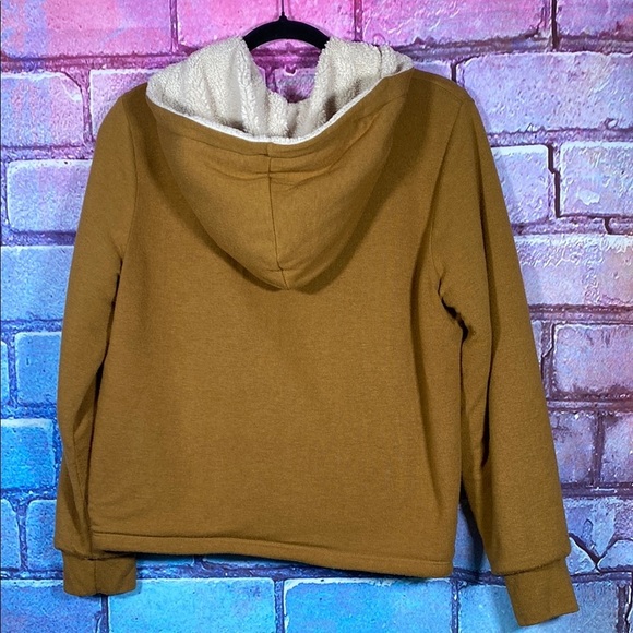 Velvet Hoodie M Brown Sherpa Zip-Up by Graham & Spencer Cozy Streetwear Jacket - Picture 6 of 8